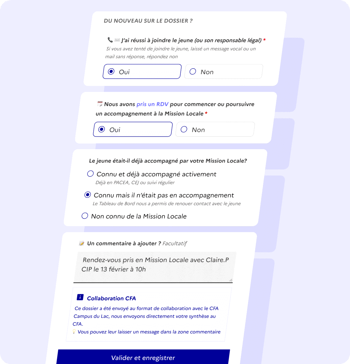 Aperçu du Tableau de bord pour les Missions Locales